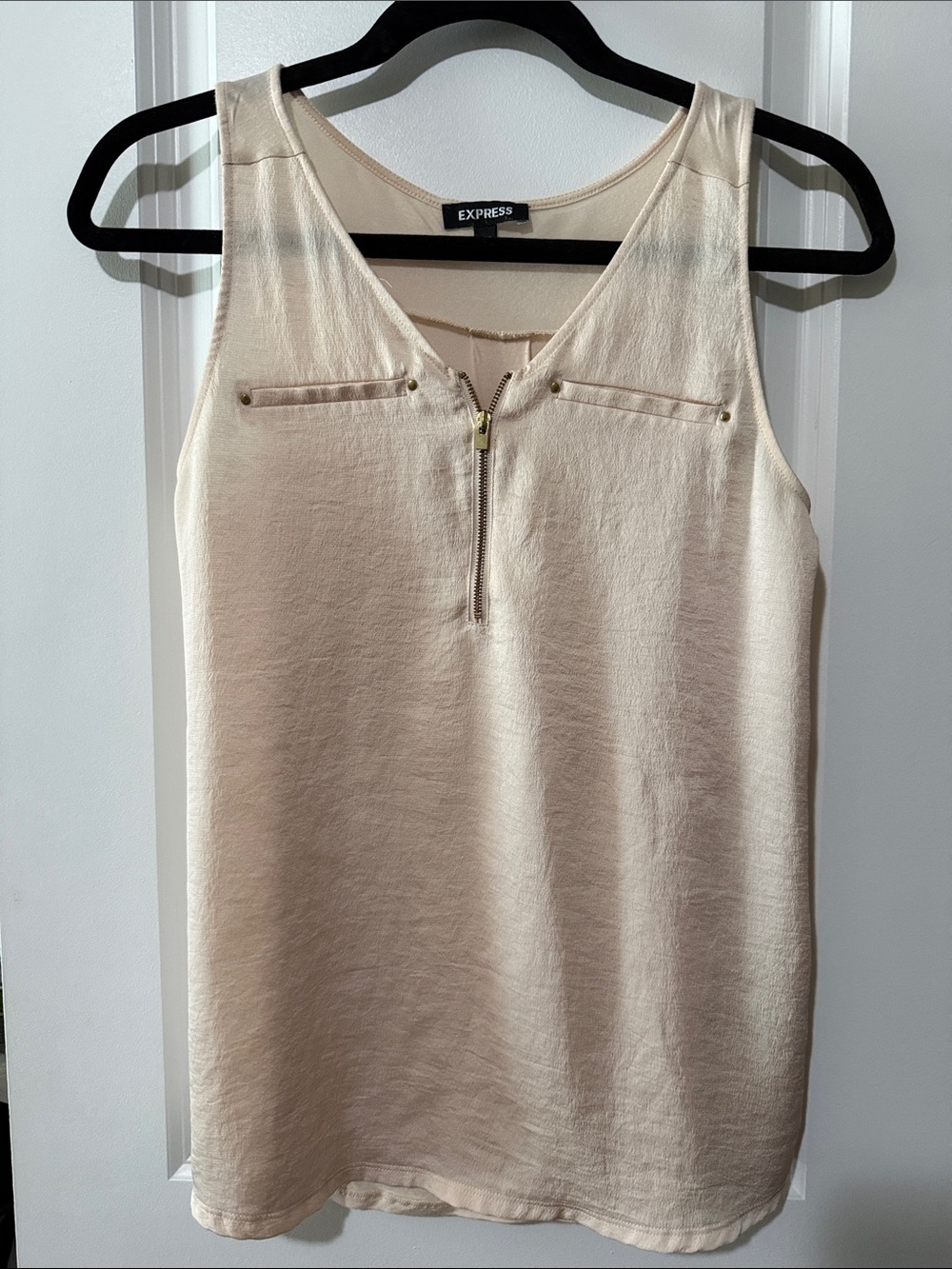 Express Cream Sleeveless Zip-Front Camisole
